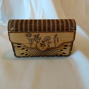 Elegant Wooden Purse with Floral Pattern